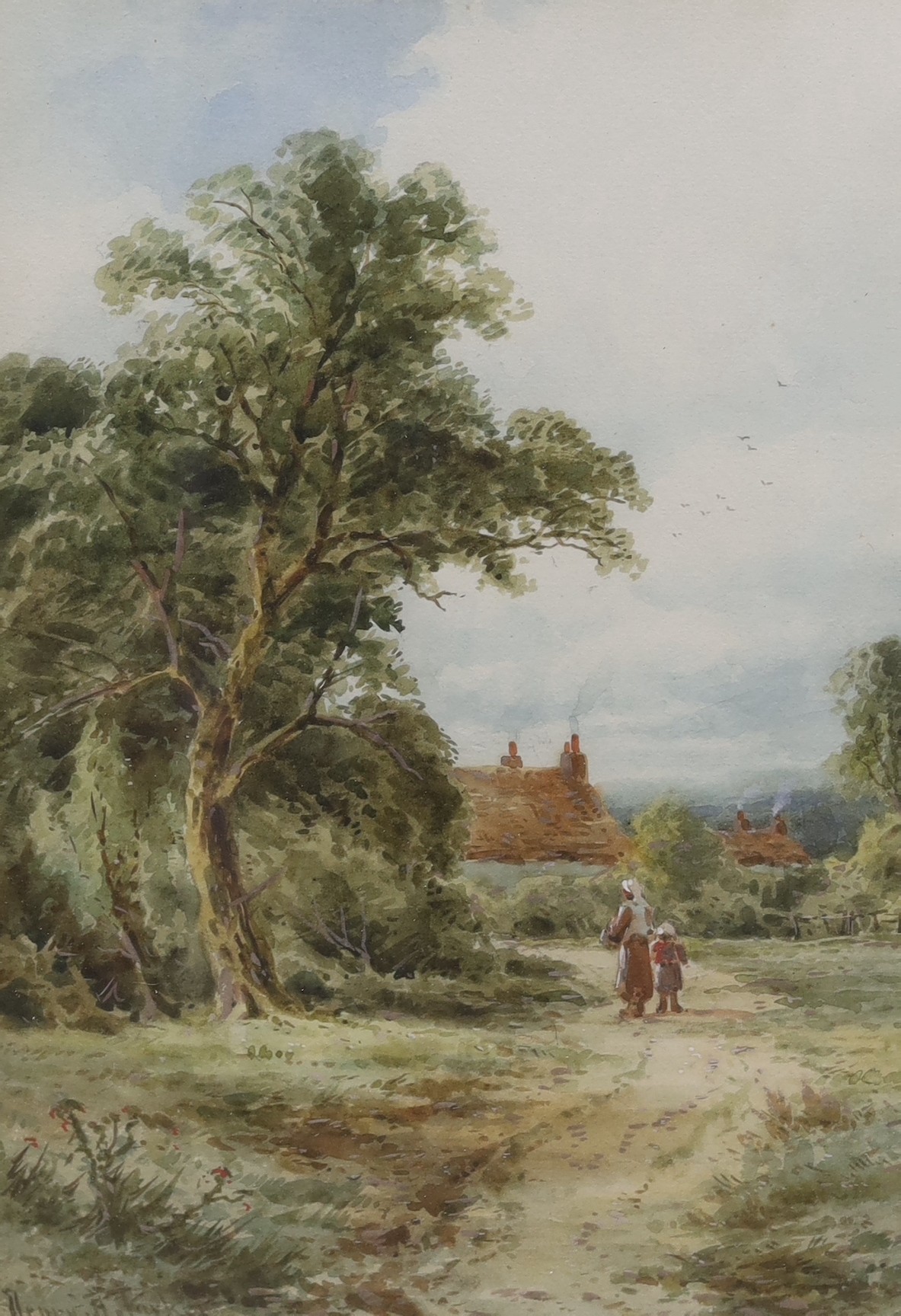 Henry H. Parker (1858-1930), pair of watercolours, 'At Goring, Surrey' and 'The Thames at Cullam', signed, 38 x 27cm